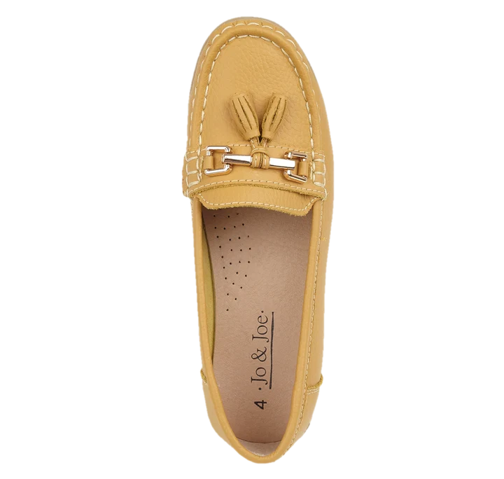 Nautical Ladies Leather Loafer - Mustard