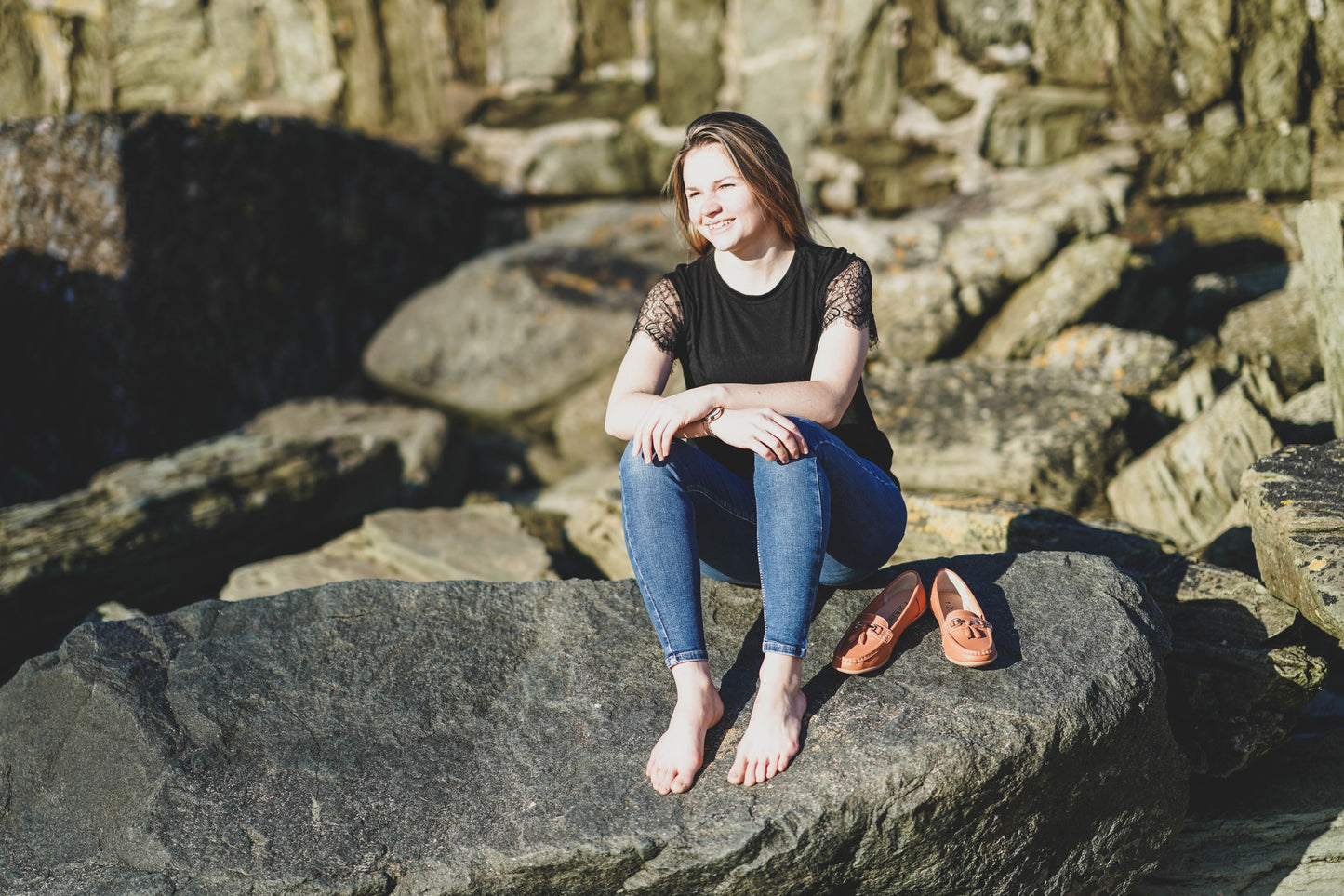 Nautical Ladies Leather Loafer - Tan
