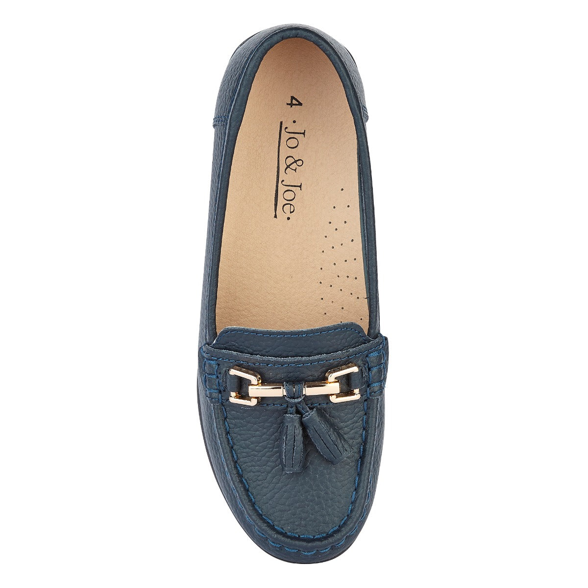 Nautical Ladies Leather Loafer - Navy