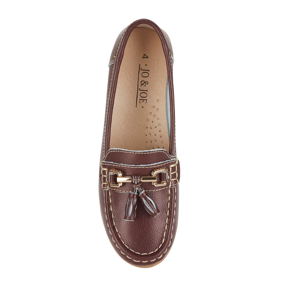 Nautical Ladies Leather Loafer - Plum