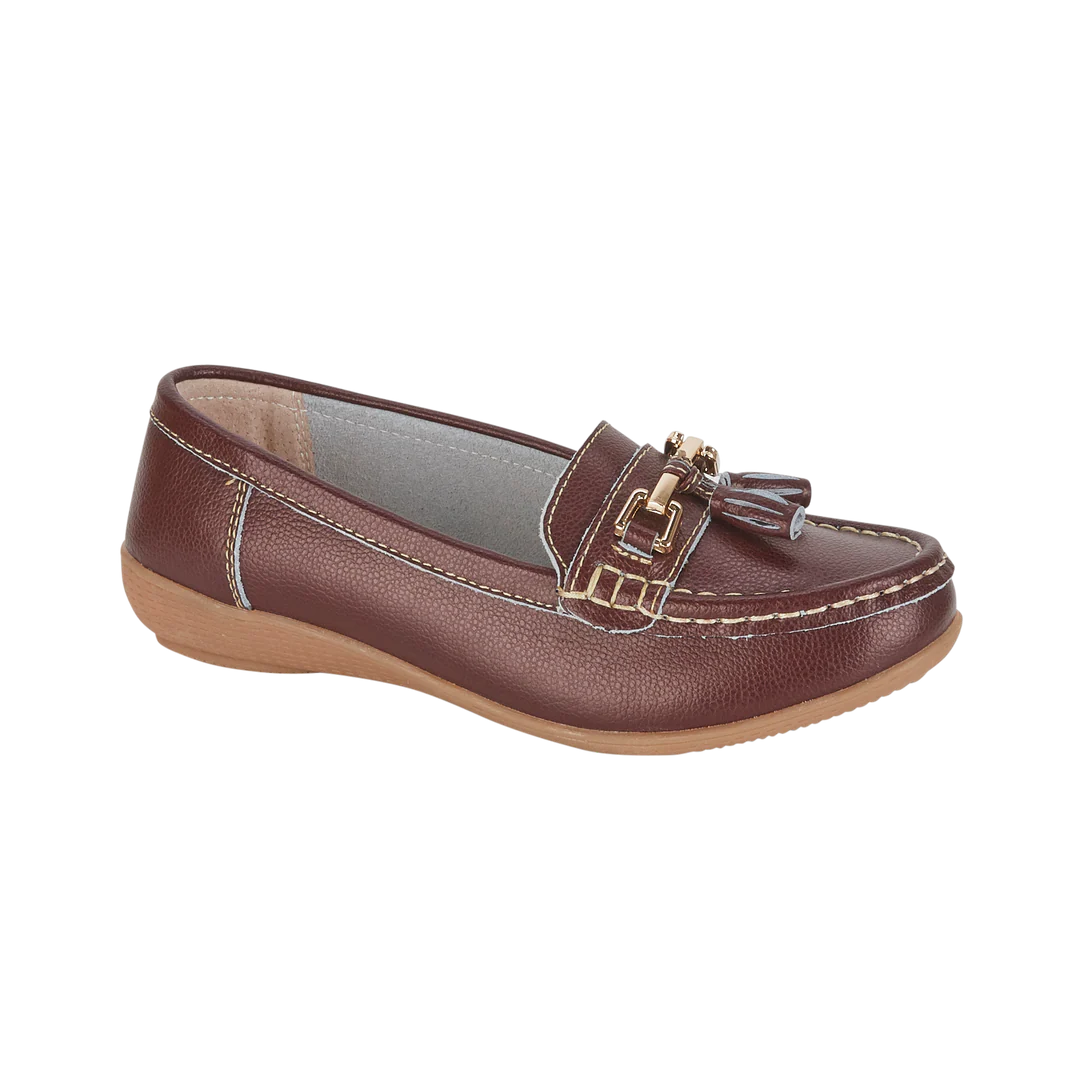 Nautical Ladies Leather Loafer - Plum
