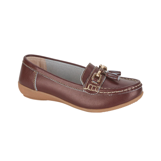Nautical Ladies Leather Loafer - Plum