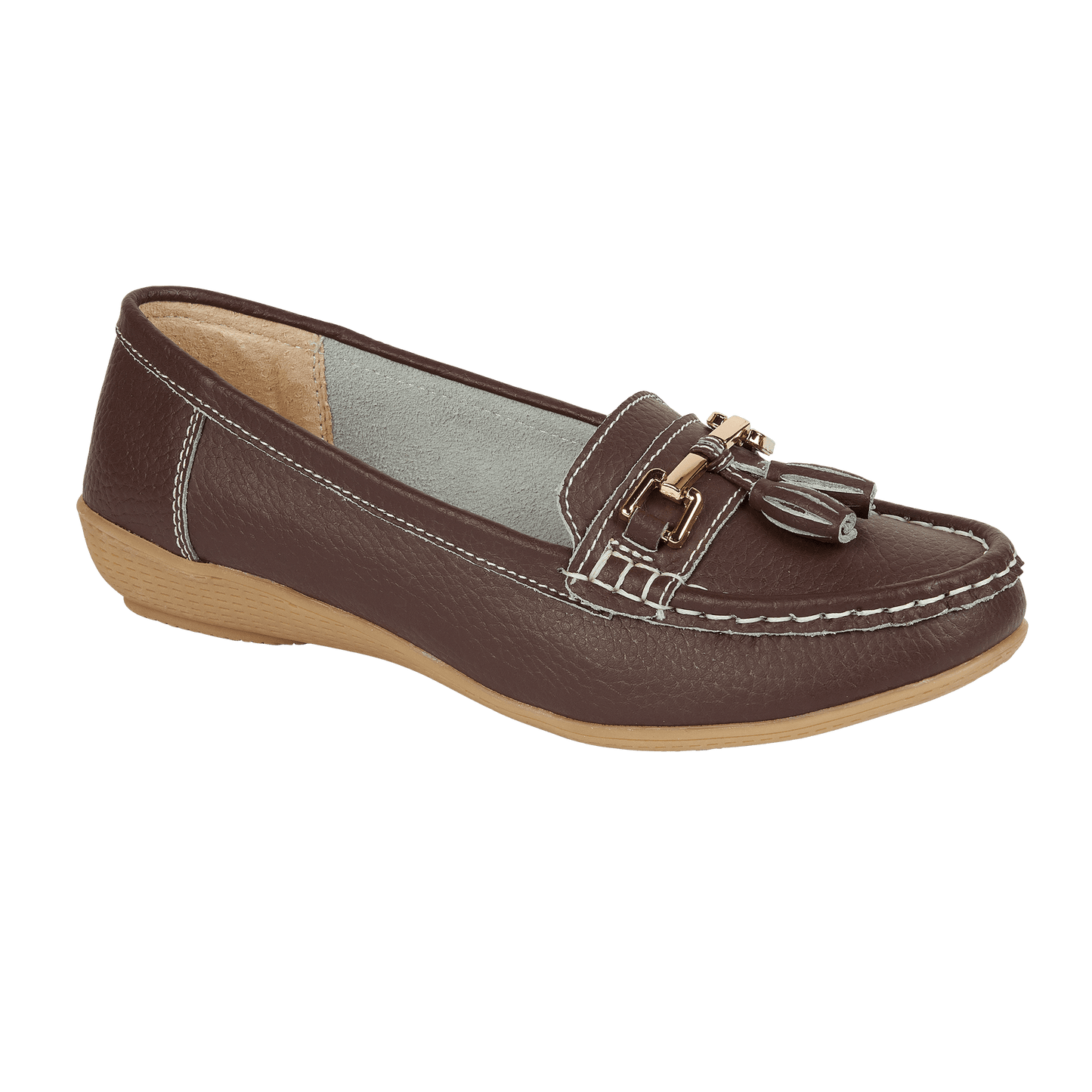 Nautical Ladies Leather Loafer - Chocolate