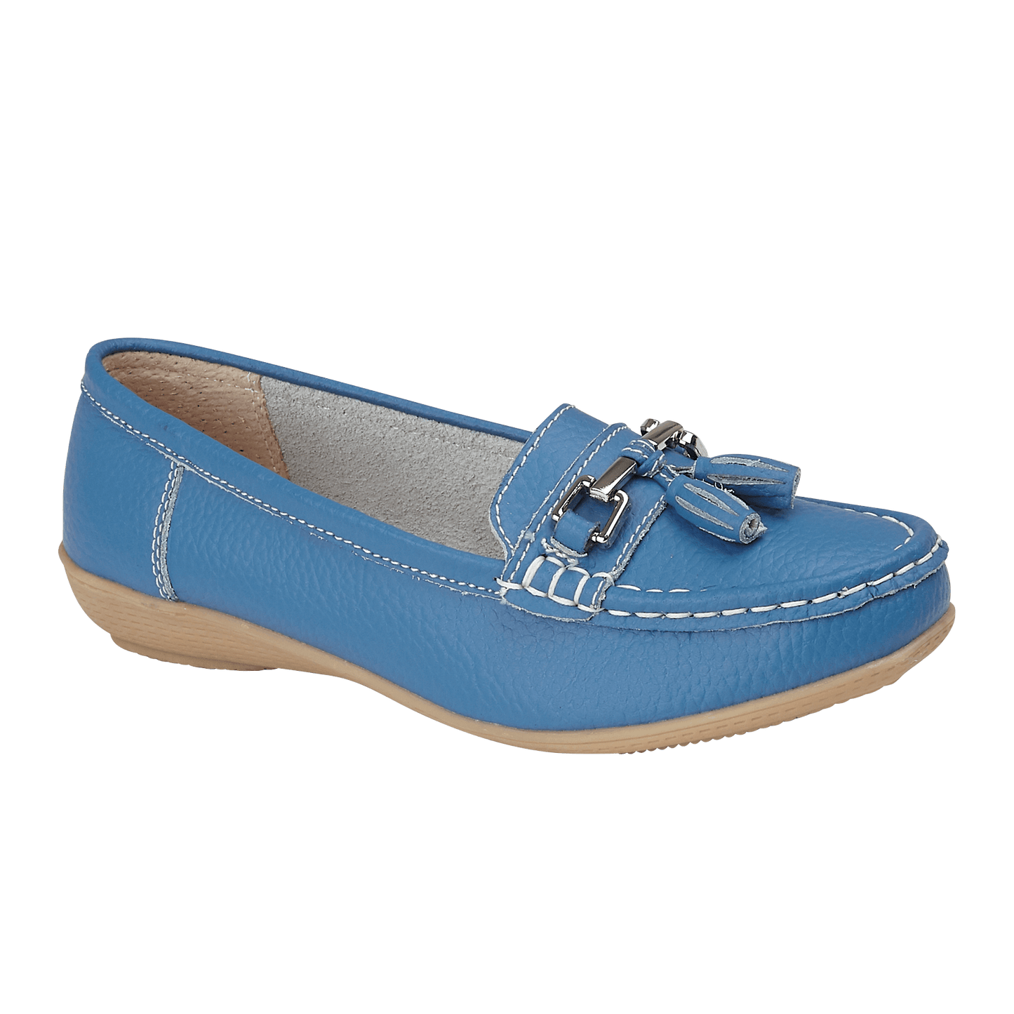 Nautical Ladies Leather Loafer - French Blue