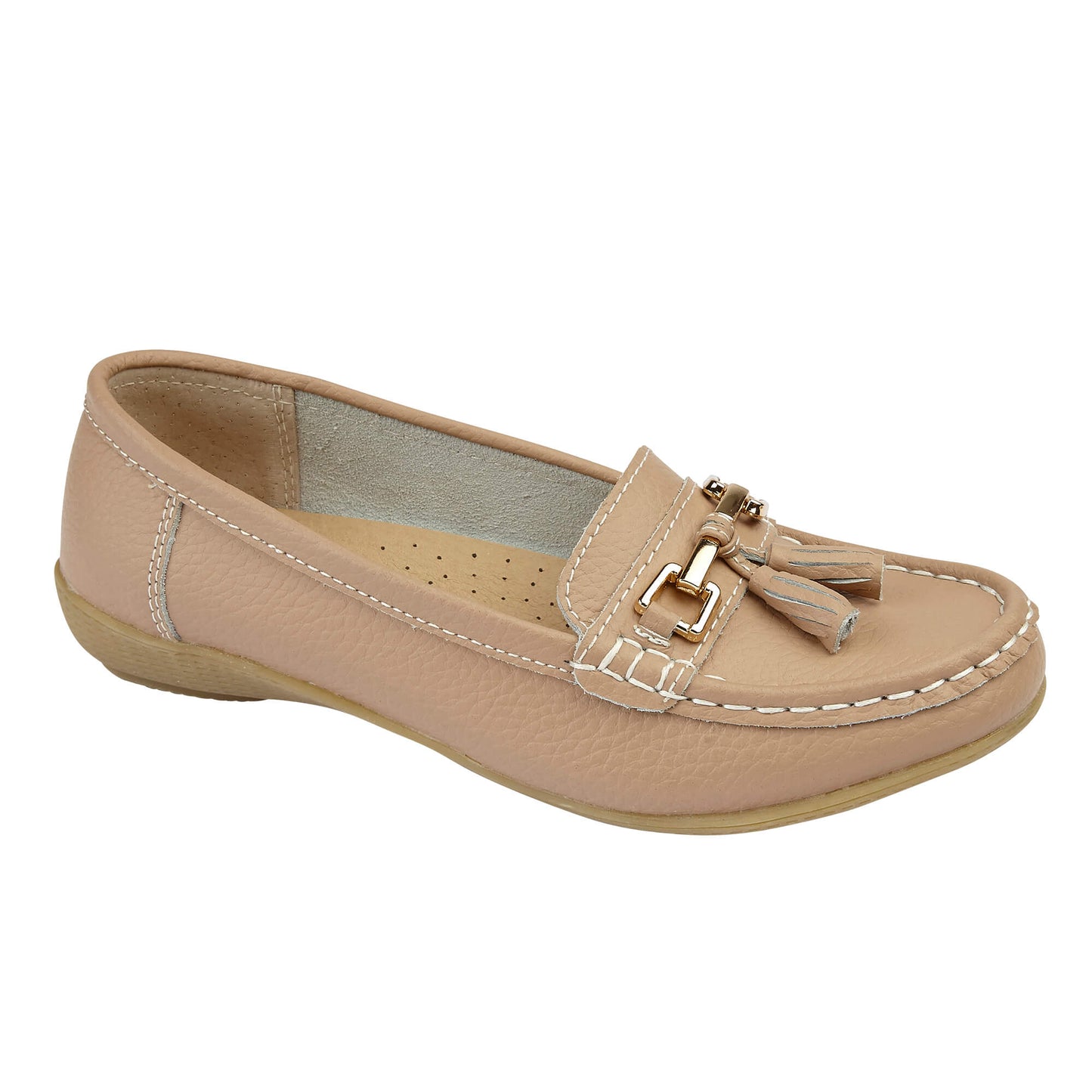 Nautical Ladies Leather Loafer - Mocha