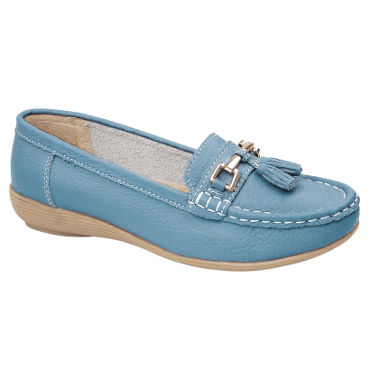 Nautical Ladies Leather Loafer - Teal