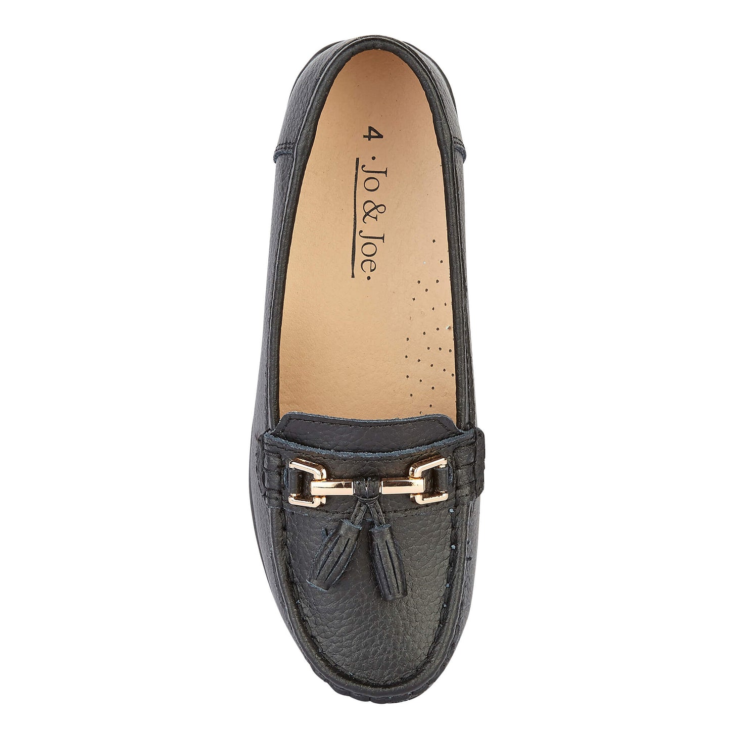 Nautical Ladies Leather Loafer - Black