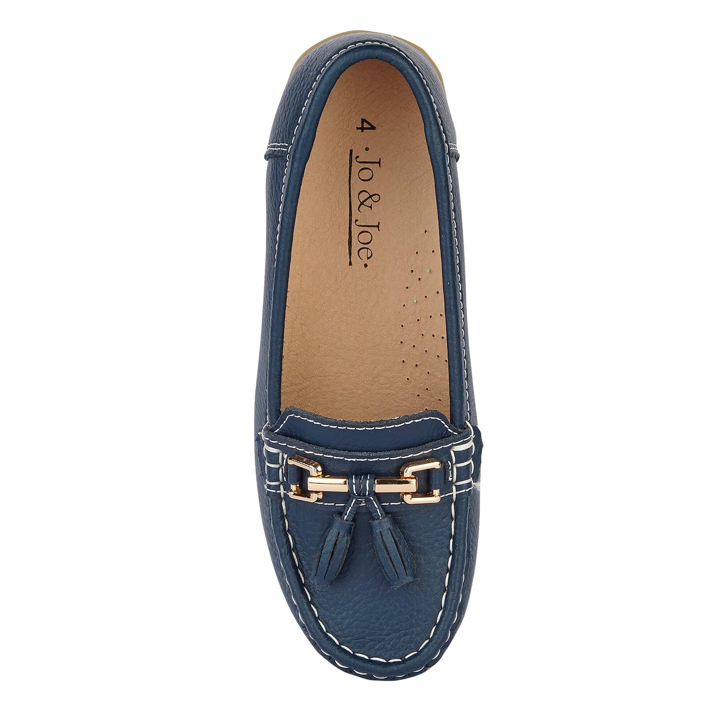 Nautical Ladies Leather Loafer - Dark Blue