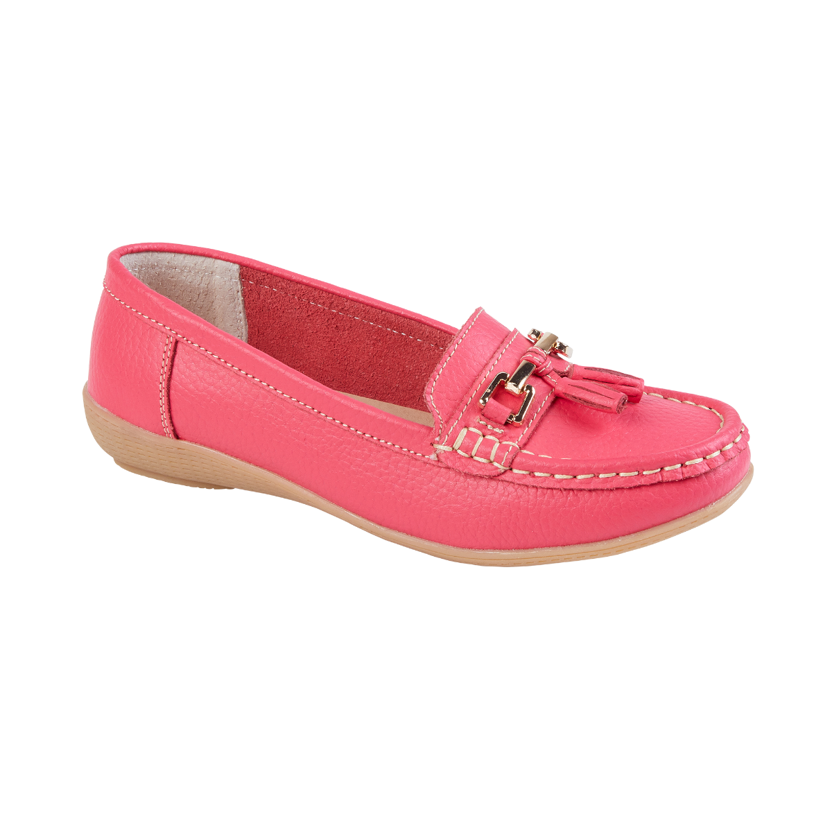 Nautical Ladies Leather Loafer - Watermelon