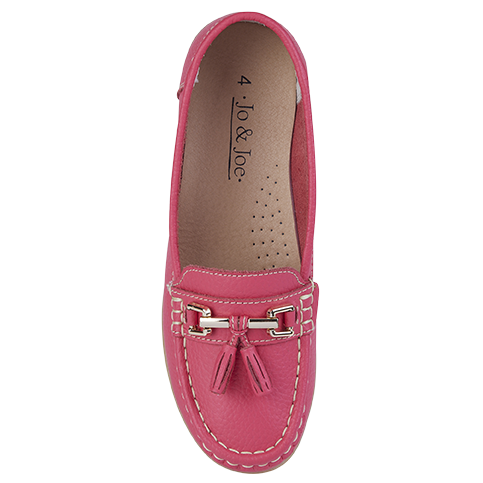 Nautical Ladies Leather Loafer - Watermelon